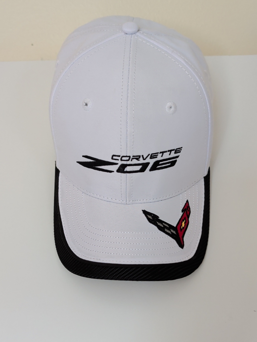 Corvette Zo6 Logo White and Black Embroidered Baseball Cap